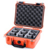 Pelican 1400 Case, Orange with Black Handle & Latches Gray Padded Dividers with Convolute Lid Foam ColorCase 014000-0070-150-110