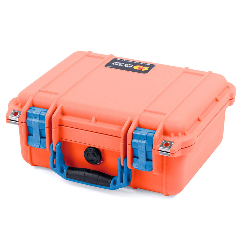 Pelican 1400 Case, Orange with Blue Handle & Latches ColorCase 