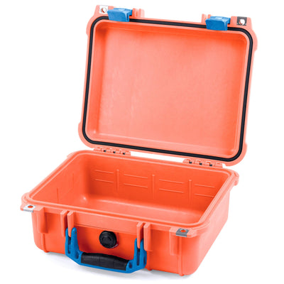 Pelican 1400 Case, Orange with Blue Handle & Latches None (Case Only) ColorCase 014000-0000-150-120