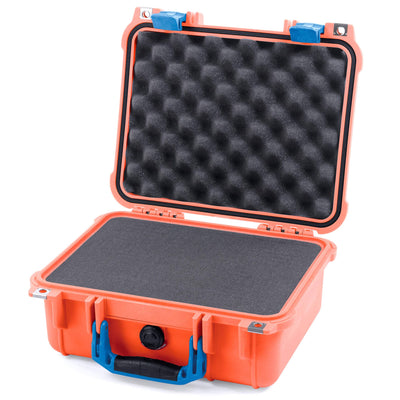 Pelican 1400 Case, Orange with Blue Handle & Latches Pick & Pluck Foam with Convolute Lid Foam ColorCase 014000-0001-150-120