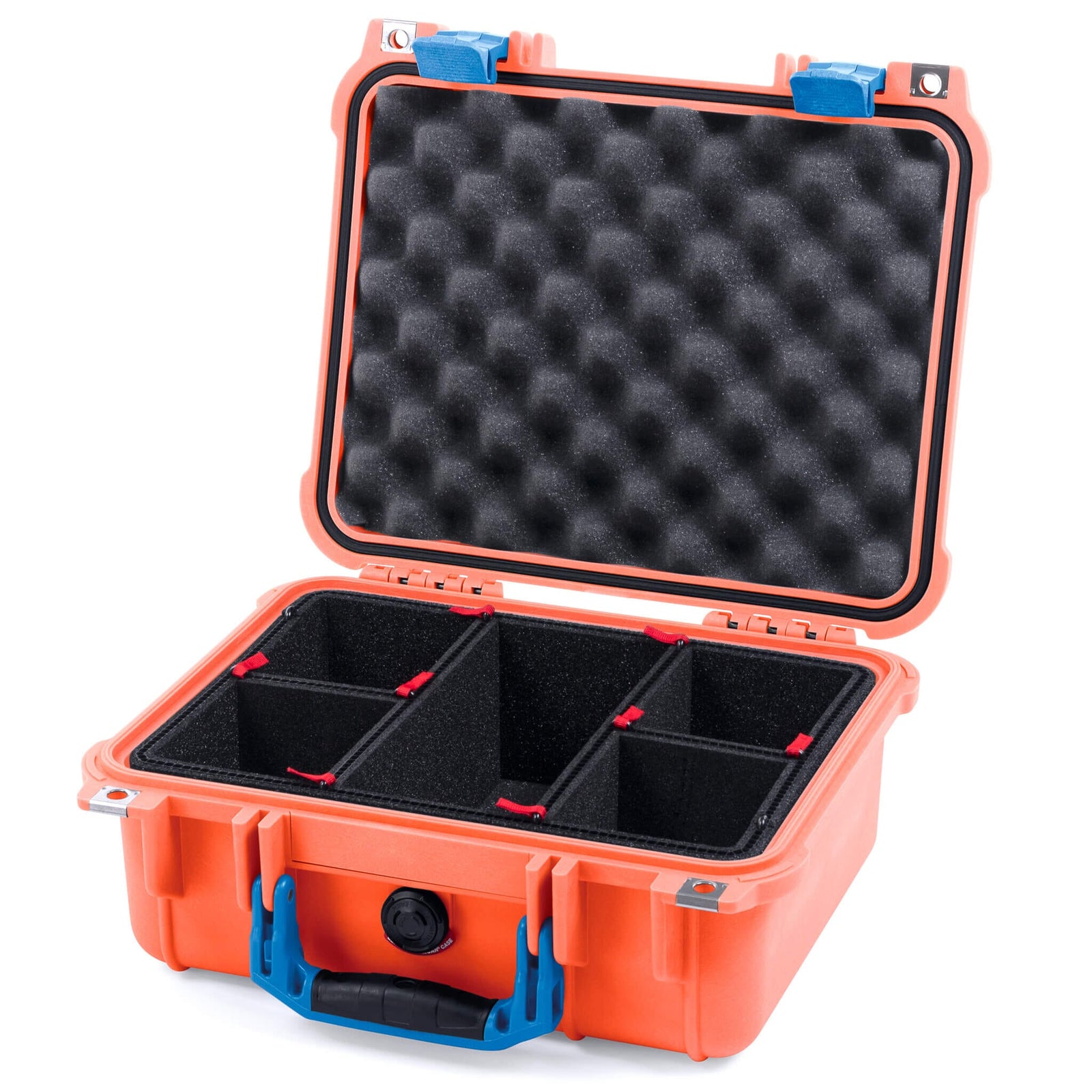 Pelican 1400 Case - Orange & Blue - TrekPak Divider System / Convolute Lid Foam