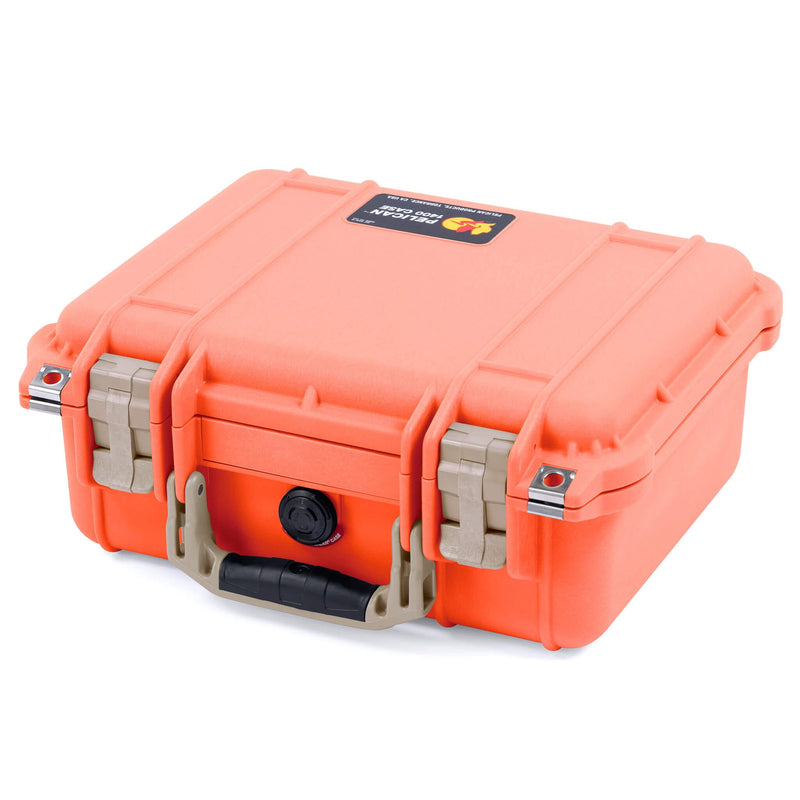 Pelican 1400 Case, Orange with Desert Tan Handle & Latches ColorCase 