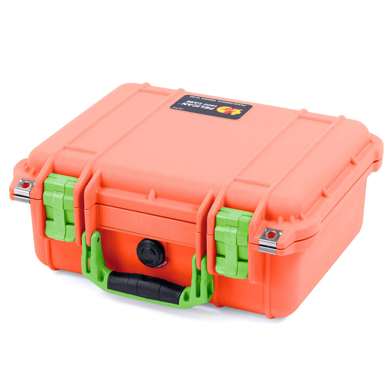 Pelican 1400 Case, Orange with Lime Green Handle & Latches ColorCase 
