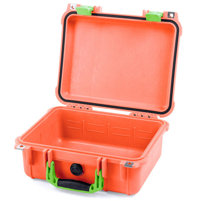 Pelican 1400 Case, Orange with Lime Green Handle & Latches None (Case Only) ColorCase 014000-0000-150-300