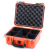 Pelican 1400 Case, Orange with OD Green Handle & Latches TrekPak Divider System with Convolute Lid Foam ColorCase 014000-0020-150-130