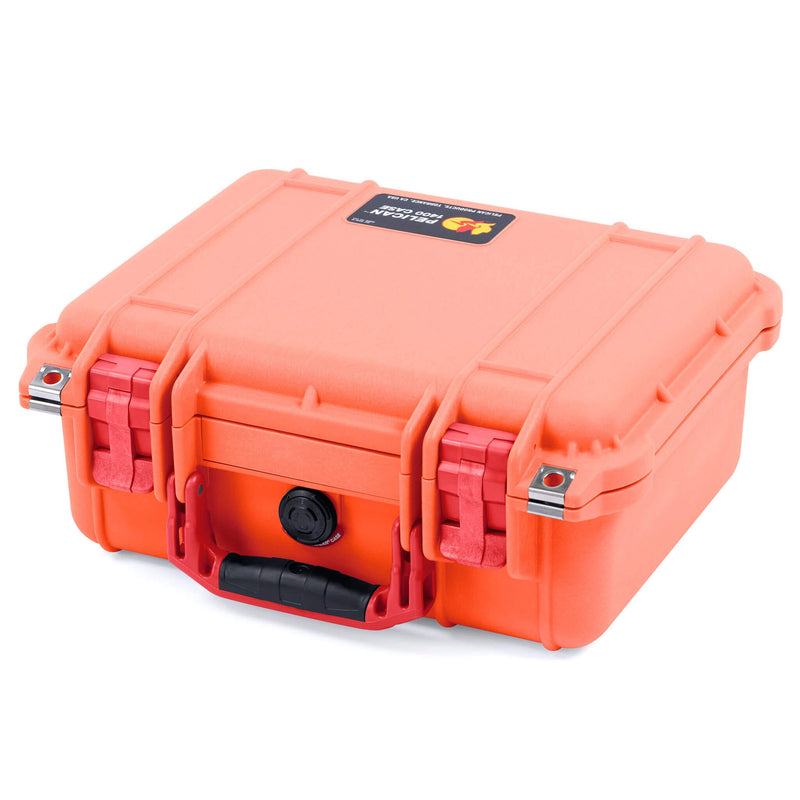 Pelican 1400 Case, Orange with Red Handle & Latches ColorCase 