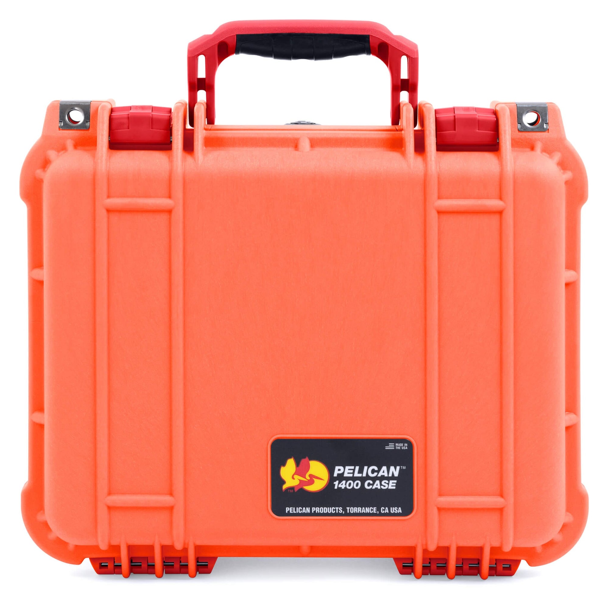 Pelican 1400 Case, Orange with Red Handle & Latches ColorCase 