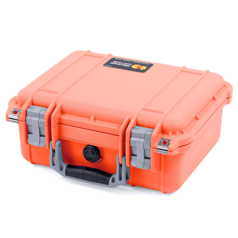 Pelican 1400 Case, Orange with Silver Handle & Latches ColorCase 
