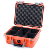 Pelican 1400 Case, Orange with Silver Handle & Latches TrekPak Divider System with Convolute Lid Foam ColorCase 014000-0020-150-180