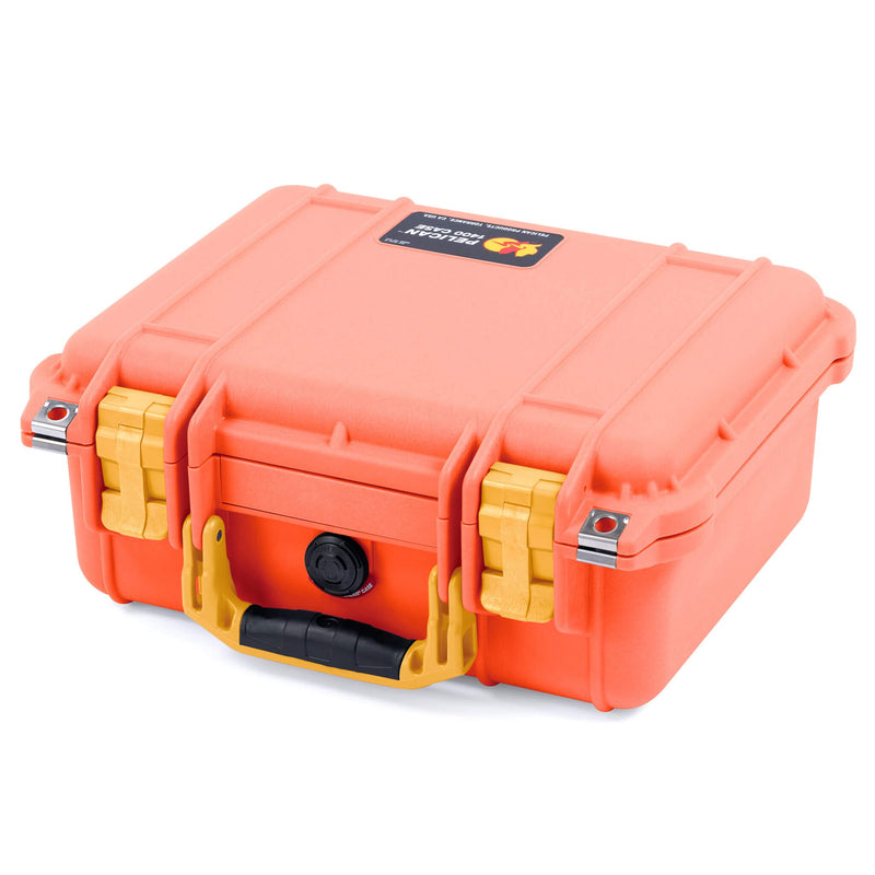 Pelican 1400 Case, Orange with Yellow Handle & Latches ColorCase 