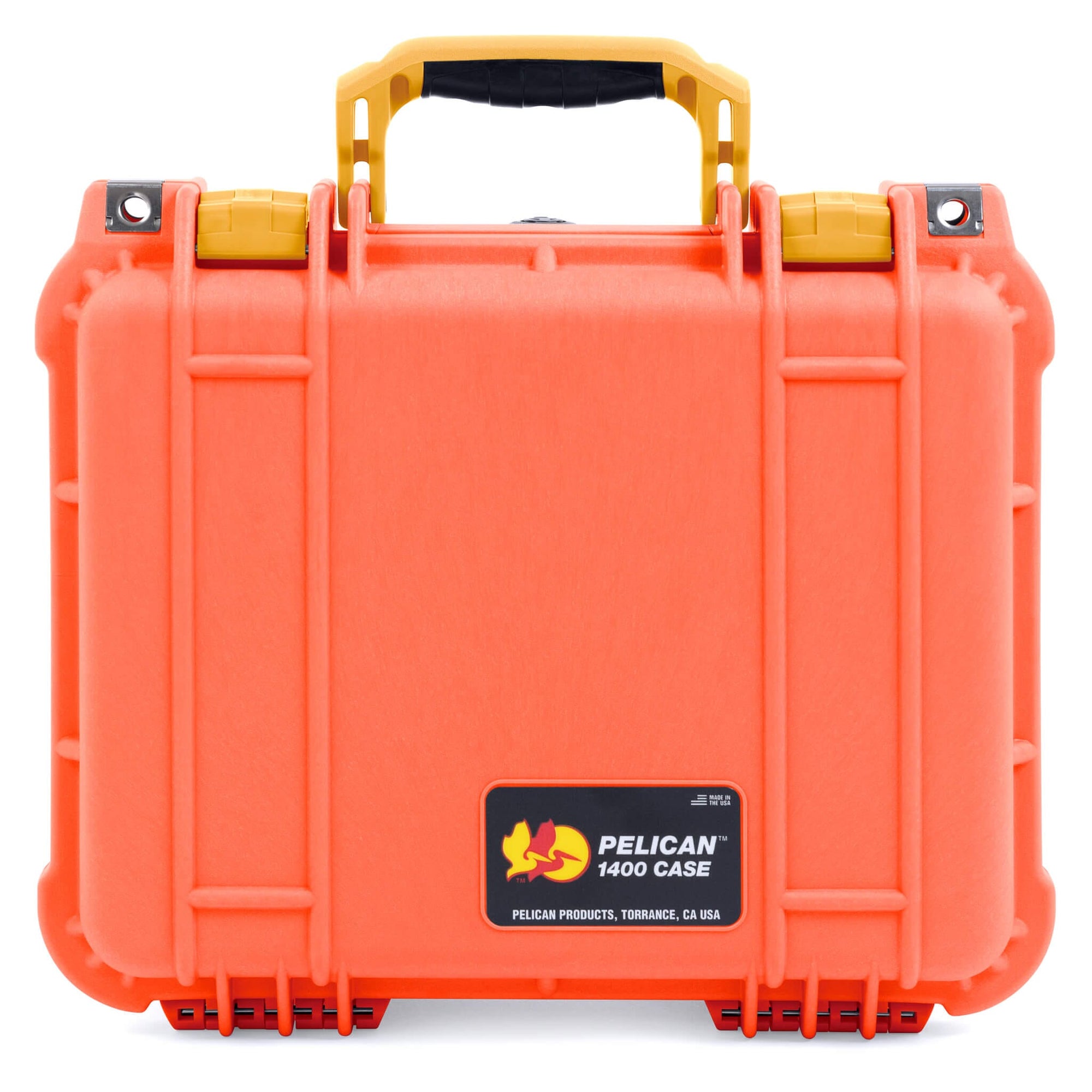 Pelican 1400 Case, Orange with Yellow Handle & Latches ColorCase 