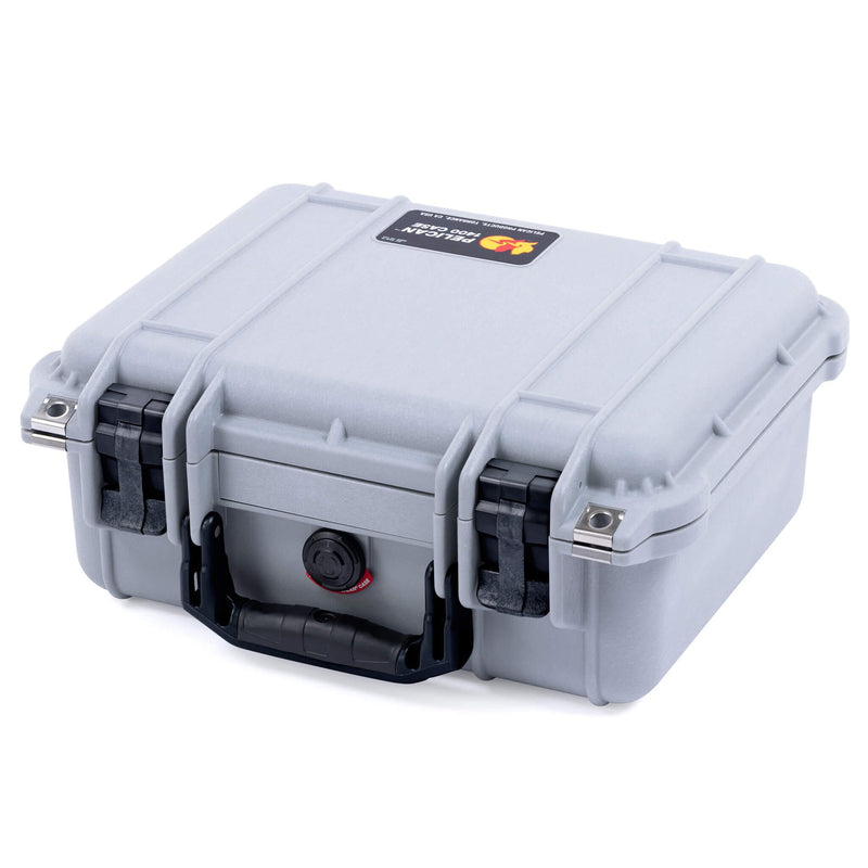 Pelican 1400 Case, Silver with Black Handle & Latches ColorCase 