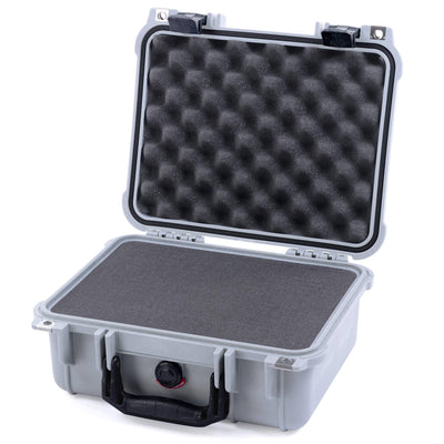 Pelican 1400 Case, Silver with Black Handle & Latches Pick & Pluck Foam with Convolute Lid Foam ColorCase 014000-0001-180-110