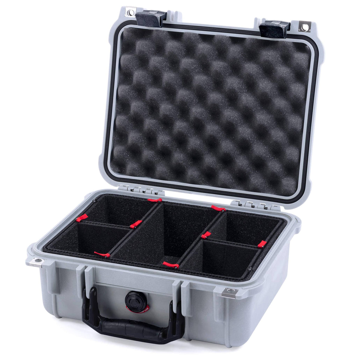 Pelican 1400 Case - Silver &amp; Black - TrekPak Divider System / Convolute Lid Foam