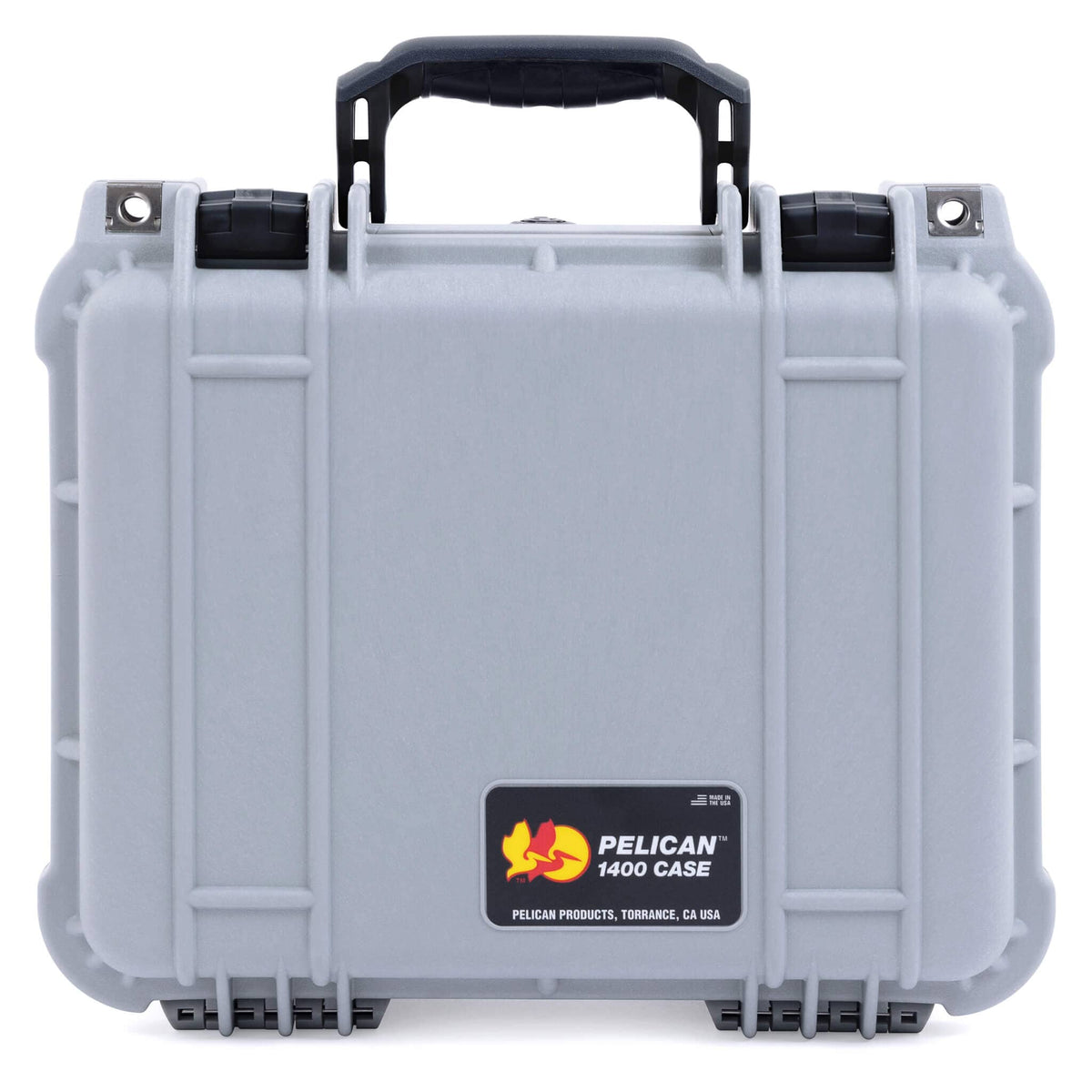 Pelican 1400 Case, Silver with Black Handle &amp; Latches ColorCase 