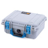 Pelican 1400 Case, Silver with Blue Handle & Latches ColorCase