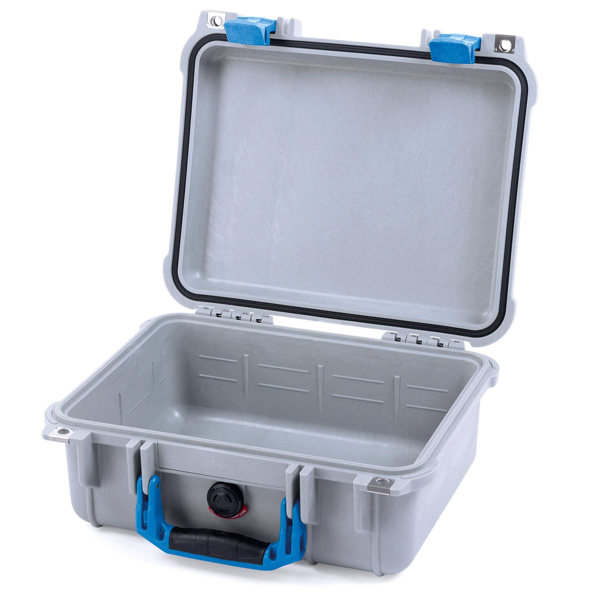 Pelican 1400 Case, Silver with Blue Handle &amp; Latches None (Case Only) ColorCase 014000-0000-180-120