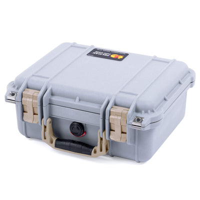 Pelican 1400 Case, Silver with Desert Tan Handle & Latches ColorCase