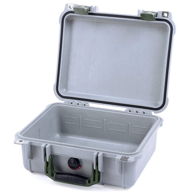 Pelican 1400 Case, Silver with OD Green Handle & Latches None (Case Only) ColorCase 014000-0000-180-130