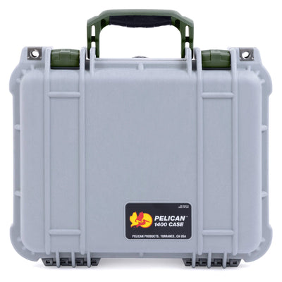 Pelican 1400 Case, Silver with OD Green Handle & Latches ColorCase