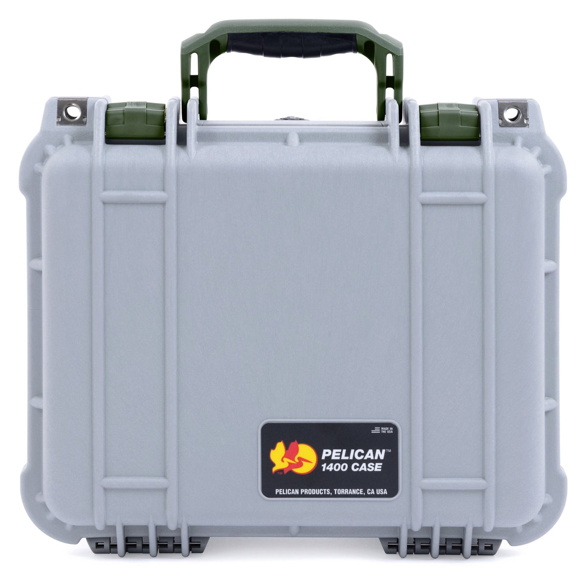 Pelican 1400 Case - Silver &amp; OD Green - Empty