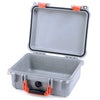 Pelican 1400 Case, Silver with Orange Handle & Latches None (Case Only) ColorCase 014000-0000-180-150