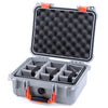 Pelican 1400 Case, Silver with Orange Handle & Latches Gray Padded Dividers with Convolute Lid Foam ColorCase 014000-0070-180-150