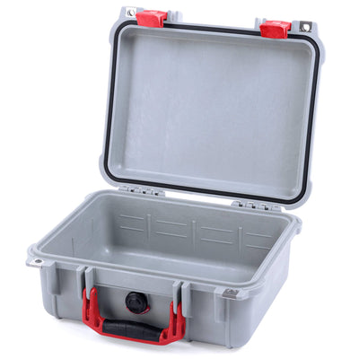 Pelican 1400 Case, Silver with Red Handle & Latches None (Case Only) ColorCase 014000-0000-180-320