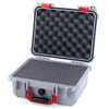 Pelican 1400 Case, Silver with Red Handle & Latches Pick & Pluck Foam with Convolute Lid Foam ColorCase 014000-0001-180-320