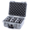 Pelican 1400 Case, Silver Gray Padded Dividers with Convolute Lid Foam ColorCase 014000-0070-180-180