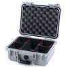 Pelican 1400 Case, Silver TrekPak Divider System with Convolute Lid Foam ColorCase 014000-0020-180-180