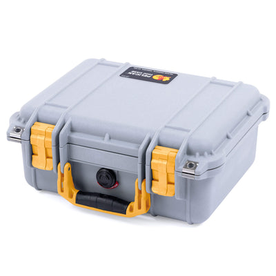 Pelican 1400 Case, Silver with Yellow Handle & Latches ColorCase