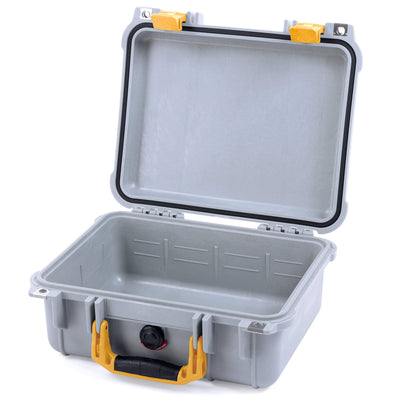Pelican 1400 Case, Silver with Yellow Handle & Latches None (Case Only) ColorCase 014000-0000-180-240