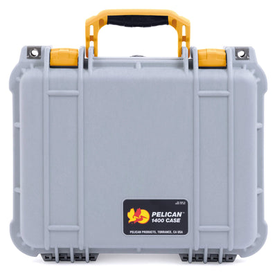 Pelican 1400 Case, Silver with Yellow Handle & Latches ColorCase