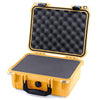 Pelican 1400 Case, Yellow with Black Handle & Latches Pick & Pluck Foam with Convolute Lid Foam ColorCase 014000-0001-240-110