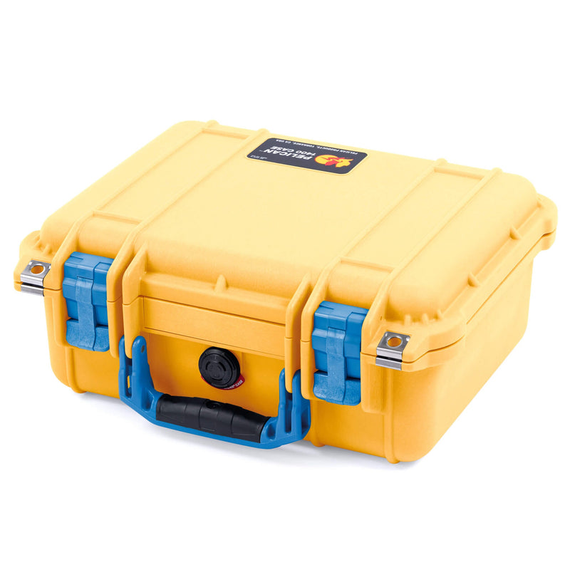 Pelican 1400 Case, Yellow with Blue Handle & Latches ColorCase 