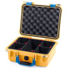 Pelican 1400 Case, Yellow with Blue Handle & Latches TrekPak Divider System with Convolute Lid Foam ColorCase 014000-0020-240-120