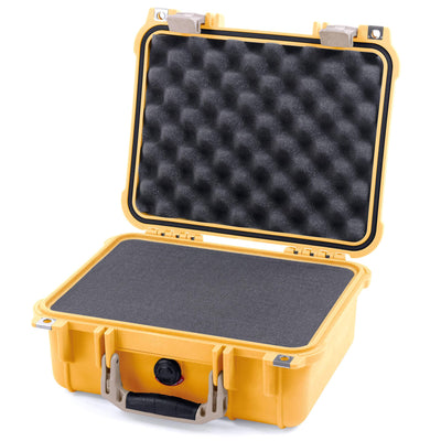 Pelican 1400 Case, Yellow with Desert Tan Handle & Latches Pick & Pluck Foam with Convolute Lid Foam ColorCase 014000-0001-240-310