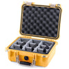 Pelican 1400 Case, Yellow with Desert Tan Handle & Latches Gray Padded Microfiber Dividers with Convolute Lid Foam ColorCase 014000-0070-240-310