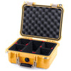 Pelican 1400 Case, Yellow with Desert Tan Handle & Latches TrekPak Divider System with Convolute Lid Foam ColorCase 014000-0020-240-310