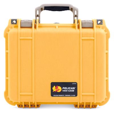 Pelican 1400 Case, Yellow with Desert Tan Handle & Latches ColorCase