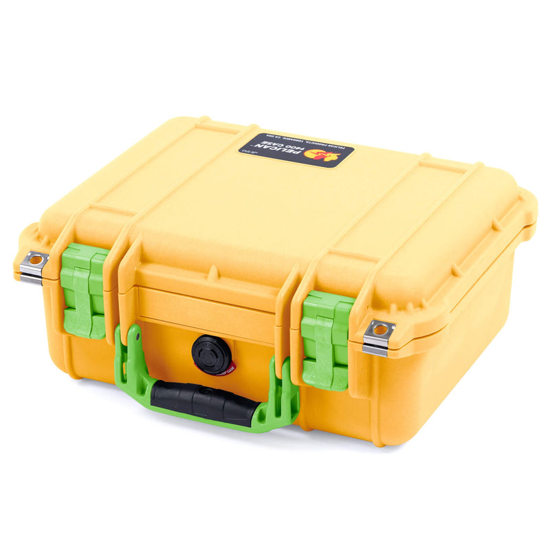 Pelican 1400 Case, Yellow with Lime Green Handle & Latches ColorCase 