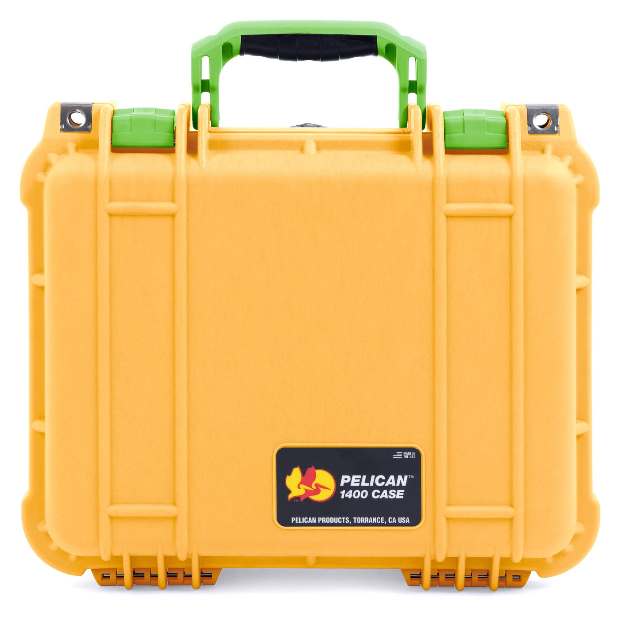 Pelican 1400 Case, Yellow with Lime Green Handle & Latches ColorCase 