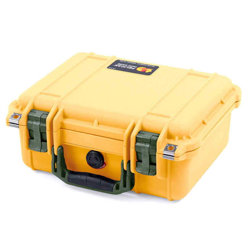 Pelican 1400 Case, Yellow with OD Green Handle & Latches ColorCase 