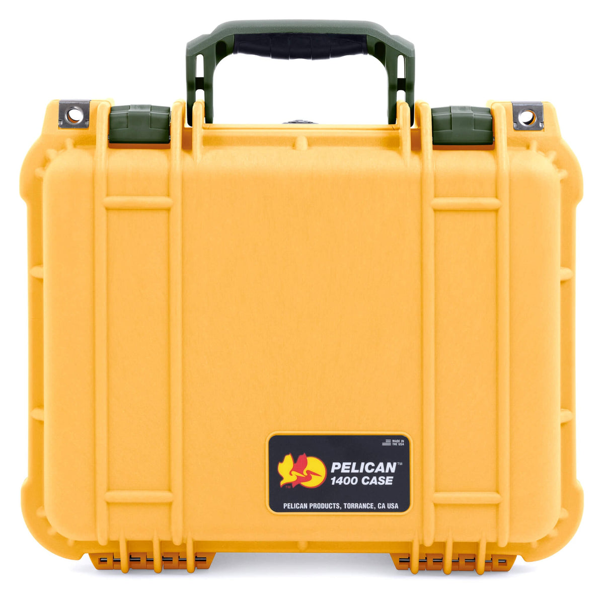 Pelican 1400 Case, Yellow with OD Green Handle &amp; Latches ColorCase 