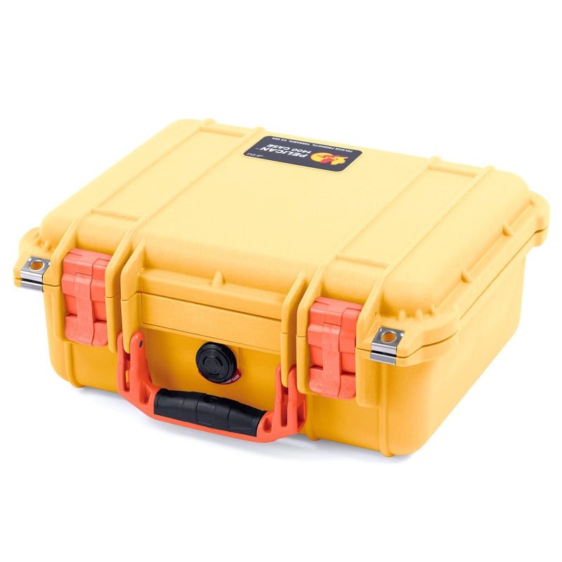 Pelican 1400 Case, Yellow with Orange Handle & Latches ColorCase 