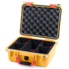 Pelican 1400 Case, Yellow with Orange Handle & Latches TrekPak Divider System with Convolute Lid Foam ColorCase 014000-0020-240-150