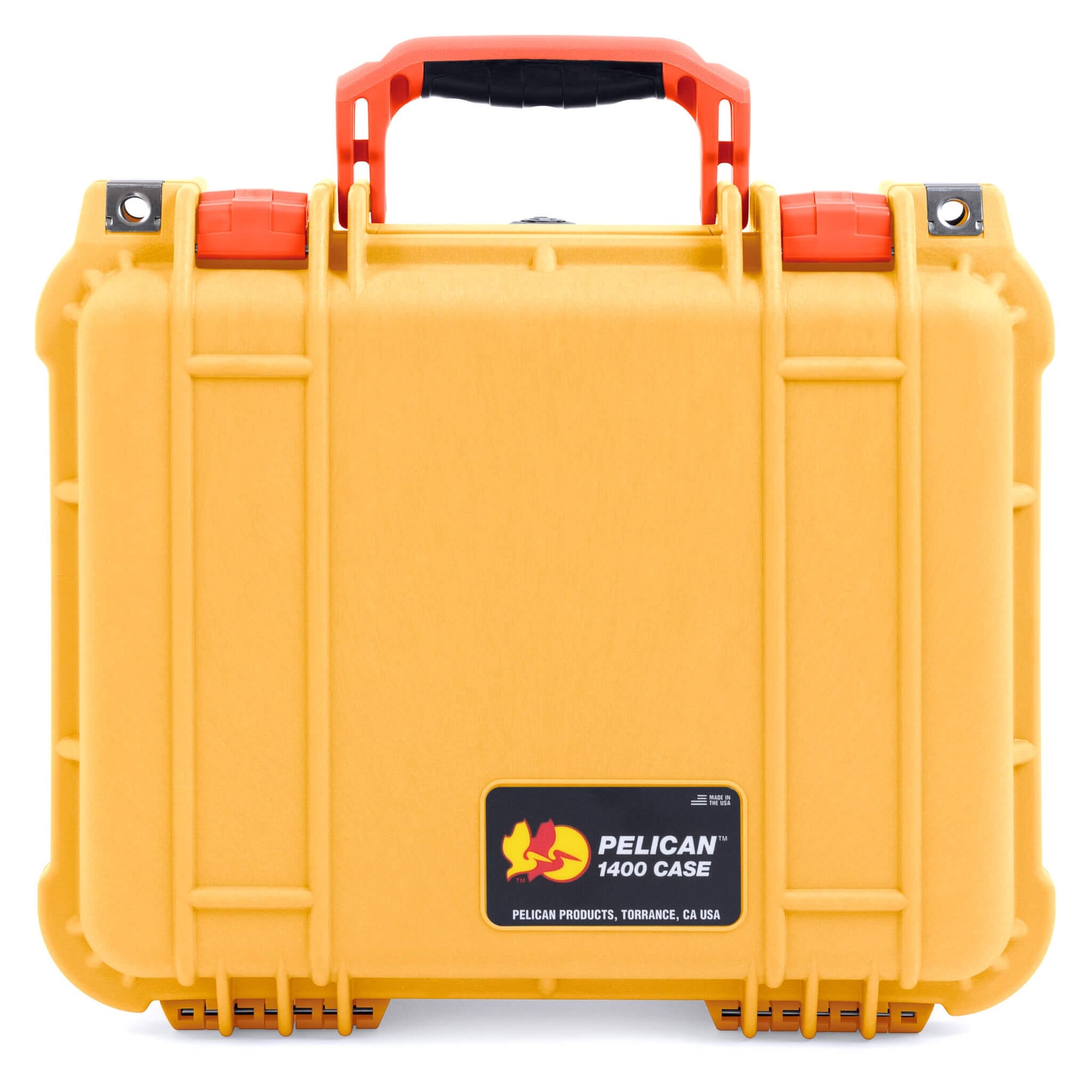 Pelican 1400 Case, Yellow with Orange Handle & Latches ColorCase 