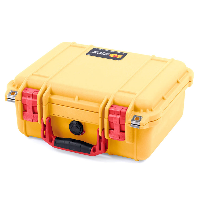 Pelican 1400 Case, Yellow with Red Handle & Latches ColorCase 