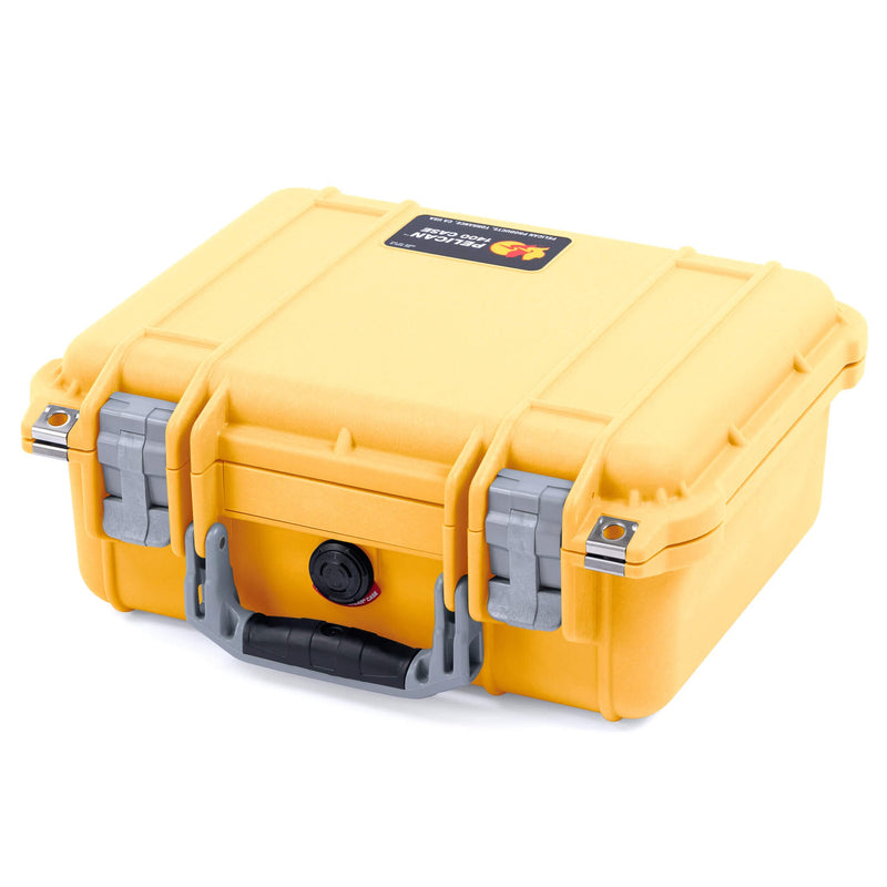 Pelican 1400 Case, Yellow with Silver Handle & Latches ColorCase 